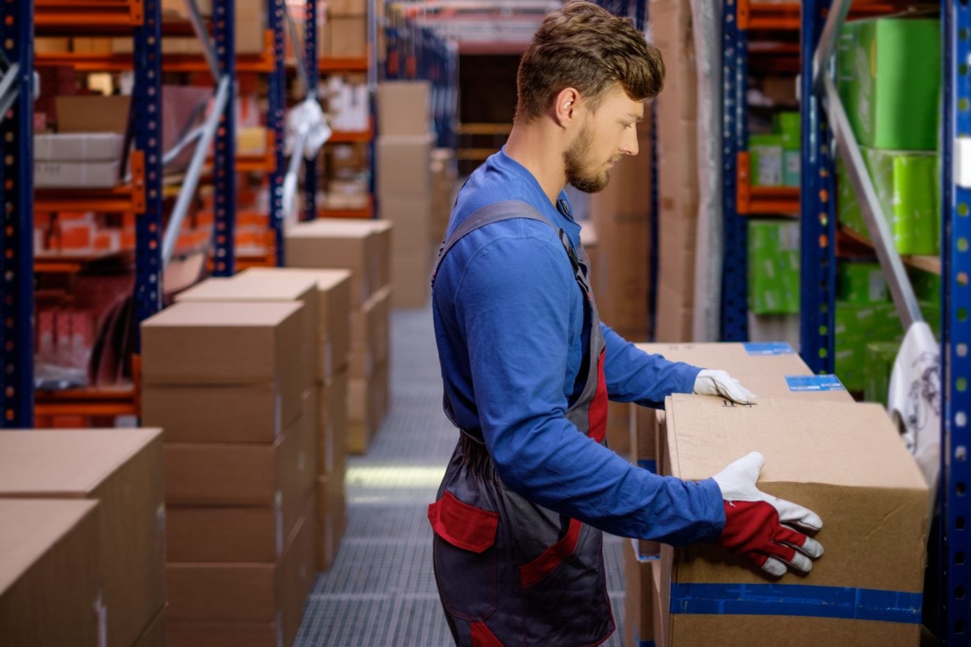 man handling warehouse packages