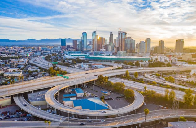 Los Angeles skyline with Omni Logistics freight forwarding location